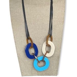 Resin Acrylic Statement Necklace, Adjustable leather rope